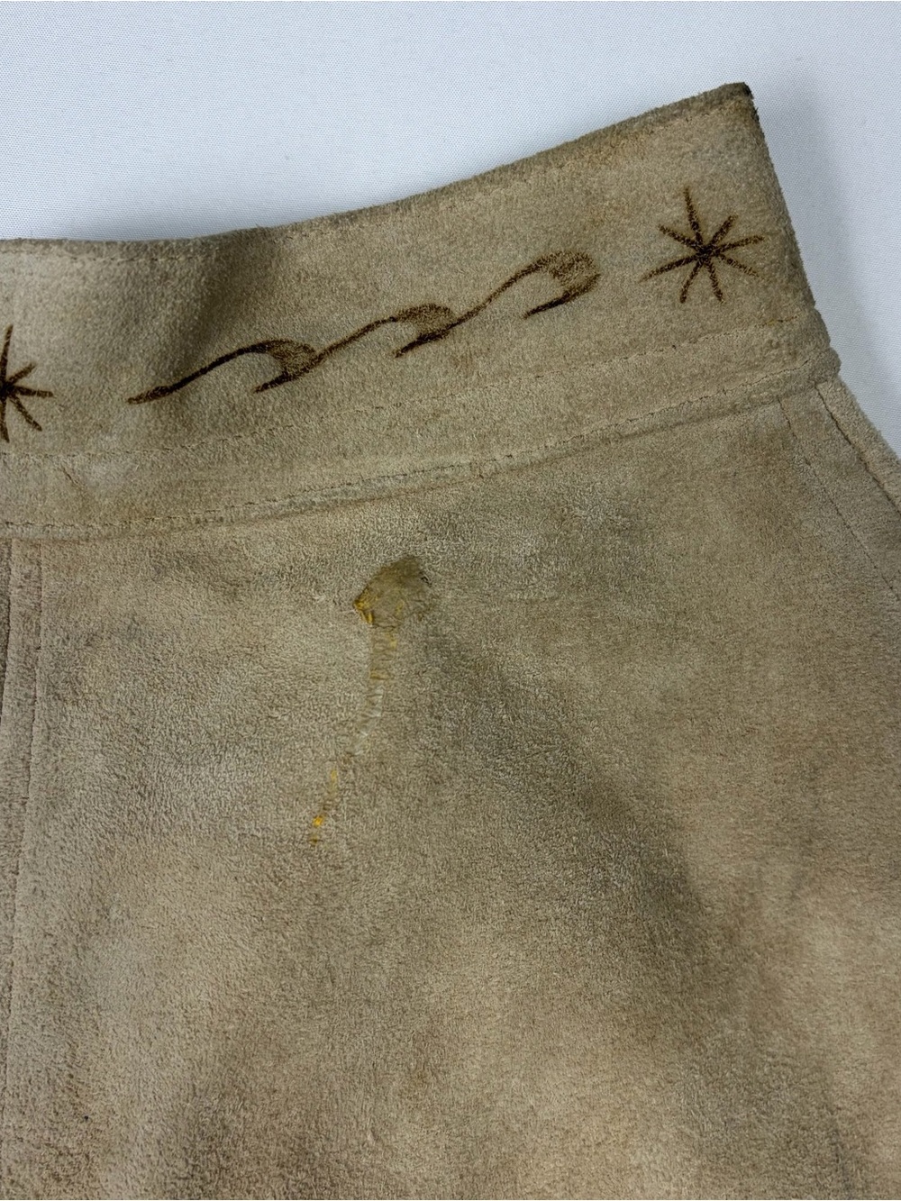 VTG 70s Mexican Suede Leather Butterfly Face Cape Poncho Boho Western - Picture 9 of 13